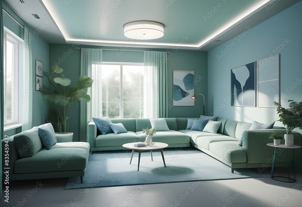 Fototapeta premium Photo modern style conceptual interior room 3d illustration