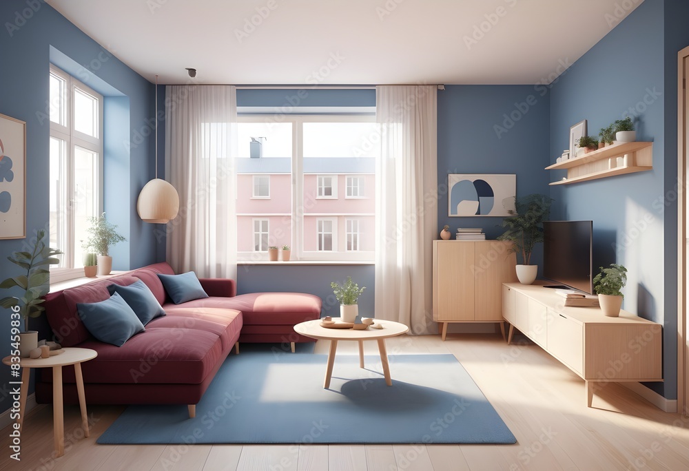 Fototapeta premium Photo modern style conceptual interior room 3d illustration