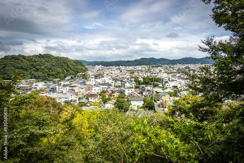 view from hasedera temple, hase-dera, kamakura, tree, japan, buddhist temple photo