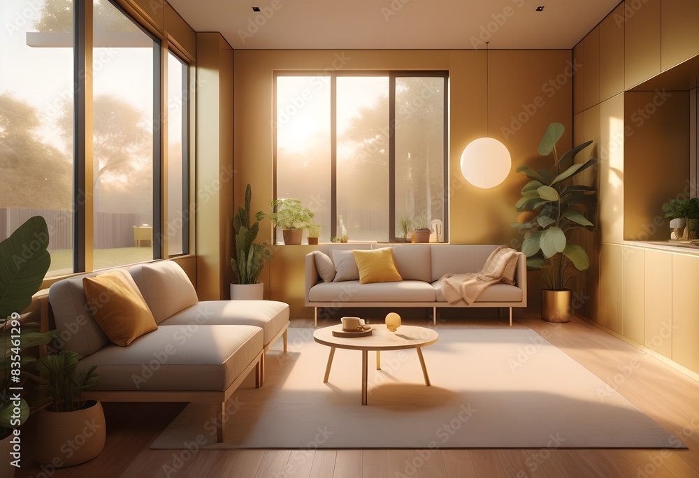 Fototapeta premium Photo modern style conceptual interior room 3d illustration