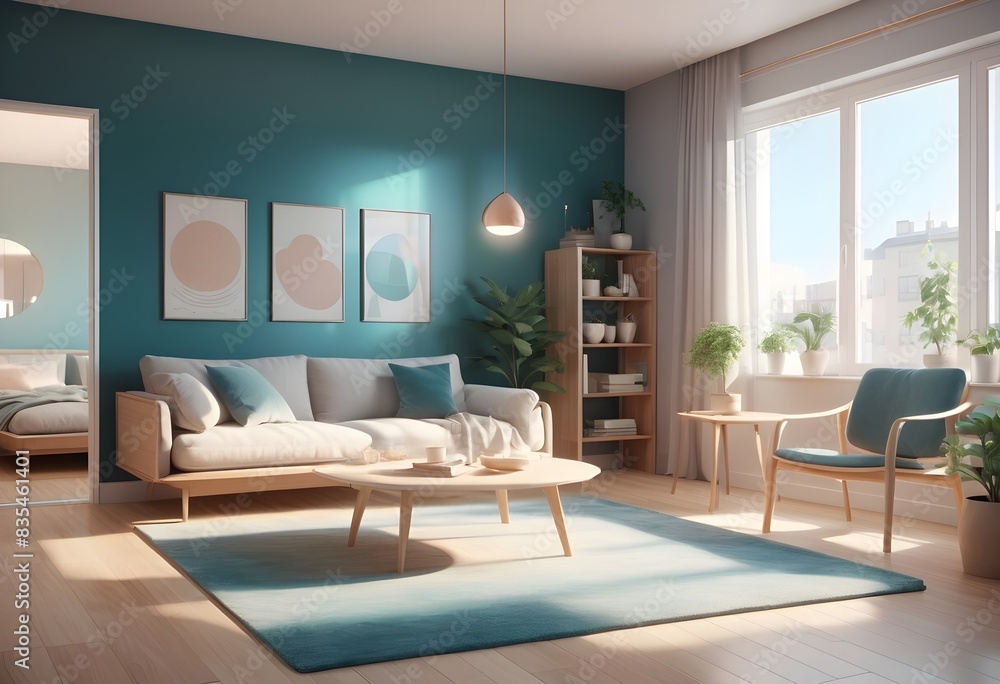 Fototapeta premium Photo modern style conceptual interior room 3d illustration