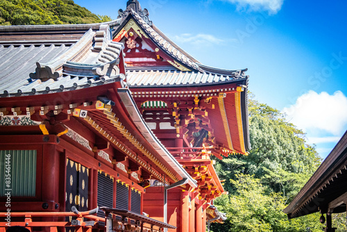 tsurugaoka hachiman-gu, shinto shrine, kamakura, japan, worship, vermillion photo