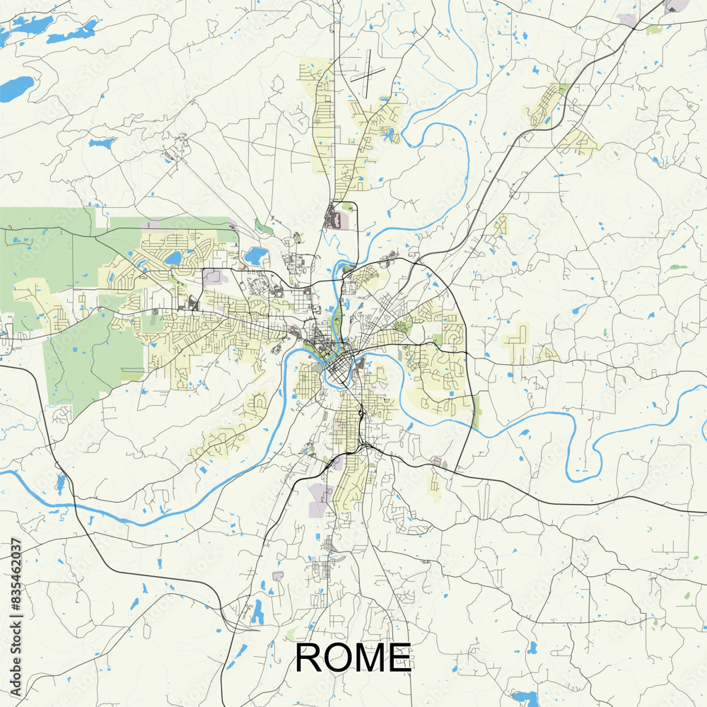 Rome, Georgia, United States map poster art Rome, Georgia, United States map poster art