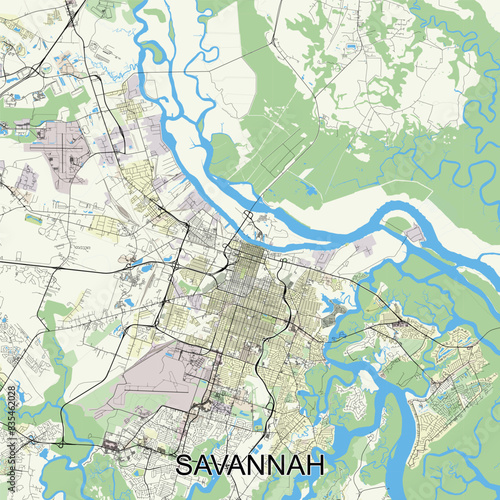 Savannah  Georgia  United States map poster art