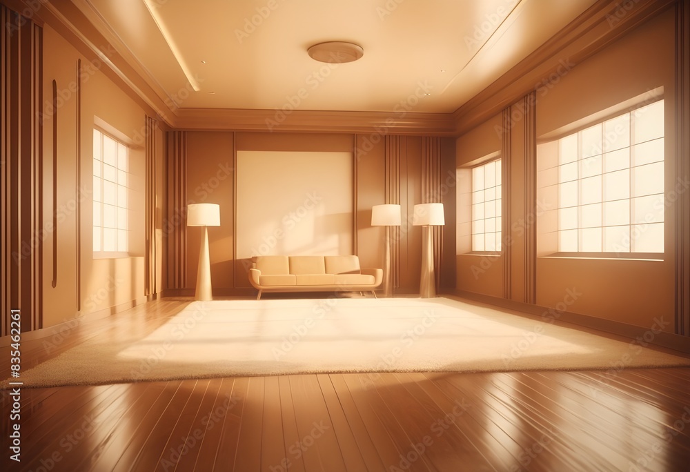 Fototapeta premium Photo modern style conceptual interior room 3d illustration