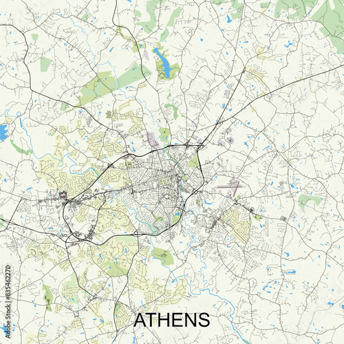 Athens, Georgia, United States map poster art photo