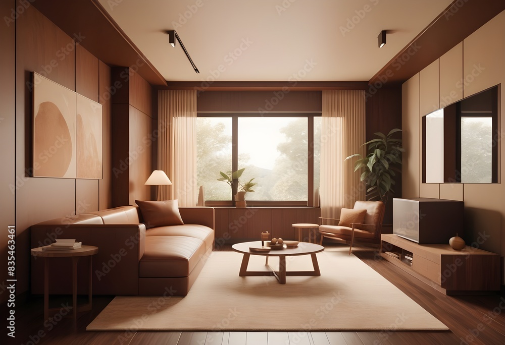 Fototapeta premium Photo modern style conceptual interior room 3d illustration