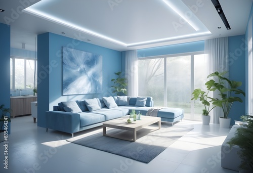 Photo modern style conceptual interior room 3d illustration