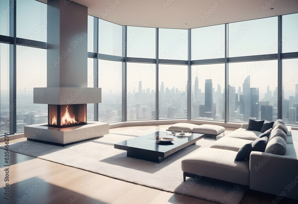 Fototapeta premium Photo modern style conceptual interior room 3d illustration