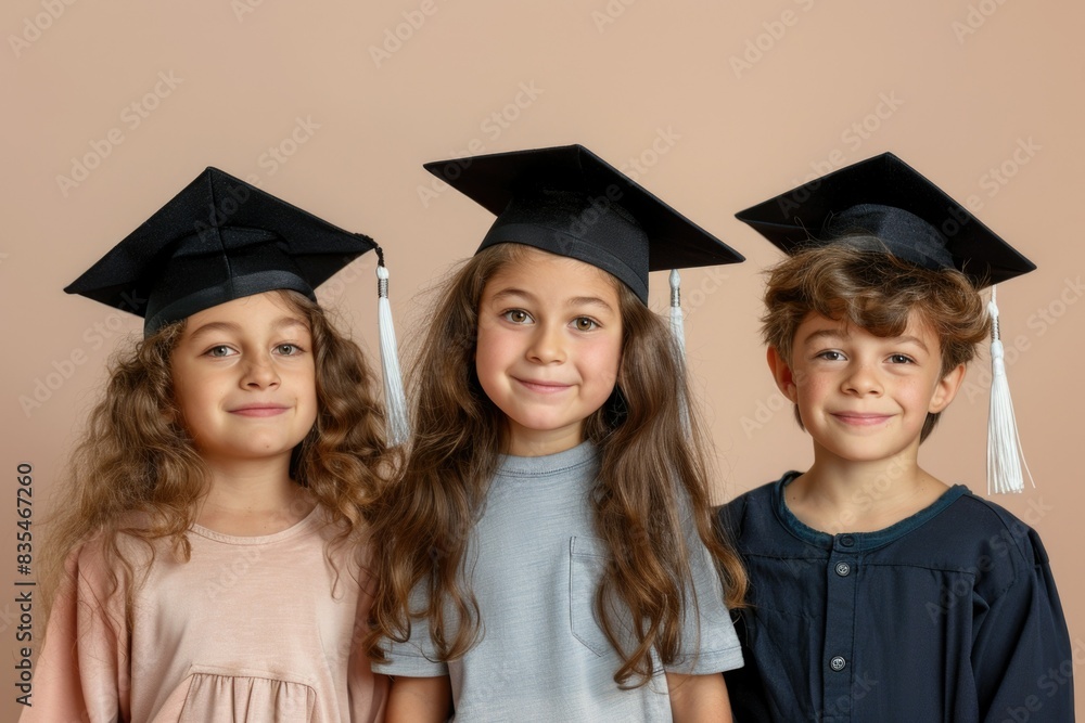 Children. graduation. students. graduation cap. square academic cap Children. graduation. students. graduation cap. square academic cap