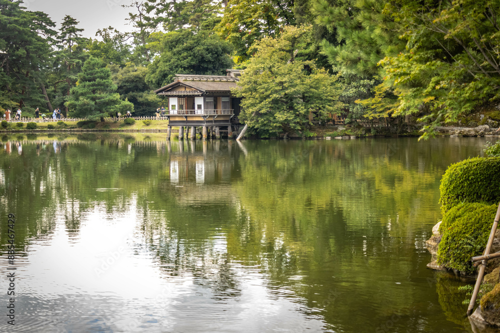 pavilion in the park, kenrokuen, kenroku-en, kanazawa, japan, three great gardens, japanese garden, zen garden pavilion in the park, kenrokuen, kenroku-en, kanazawa, japan, three great gardens, japanese garden, zen garden