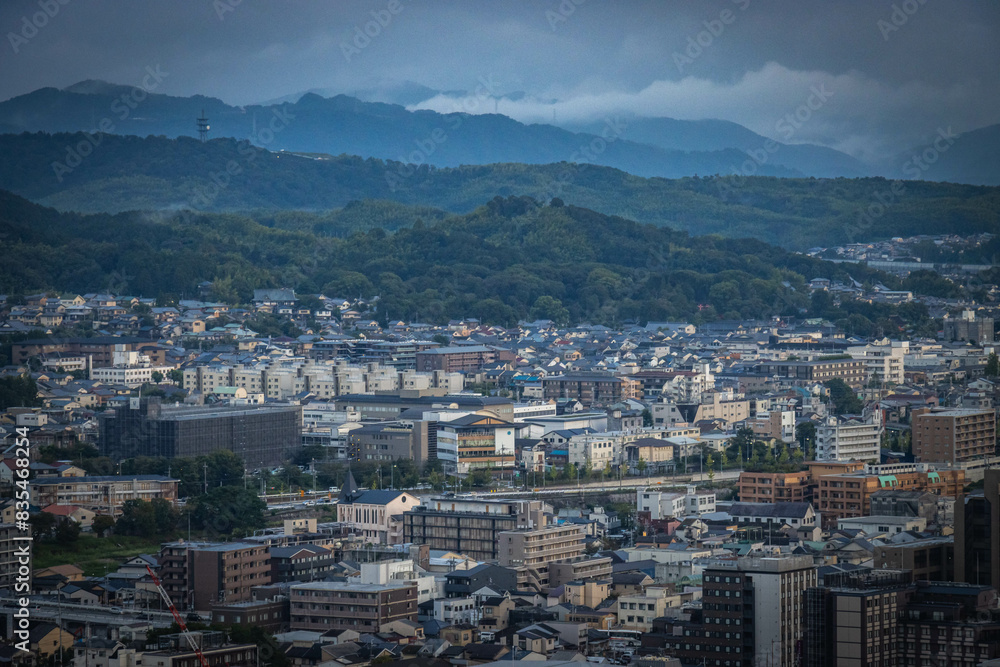 view from Kyoto Tower at sunset, aerial view over kyoto, japan, urban, sunset, dawn, metropolis view from Kyoto Tower at sunset, aerial view over kyoto, japan, urban, sunset, dawn, metropolis