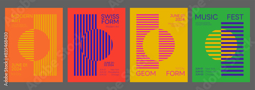 Modern Aesthetics Posters Collection. Vector Design. Mimimal Geometric Placards. Festival Brochure, Flayer and Banner.