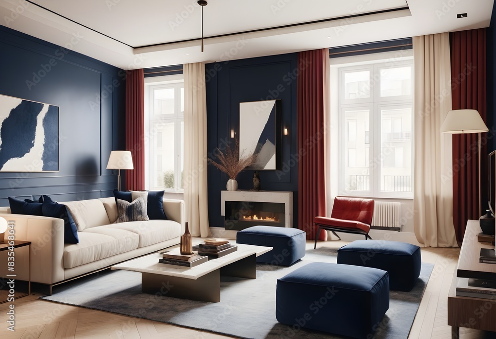 Fototapeta premium Photo modern style conceptual interior room 3d illustration