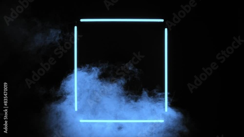 Colored neon frame with smoke
