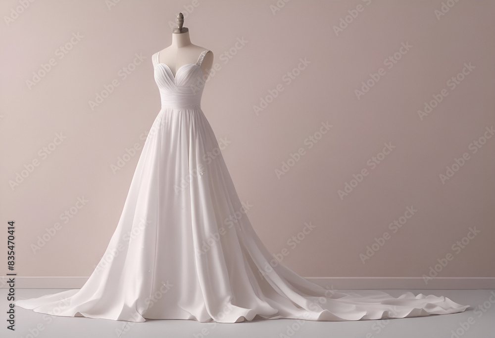 wedding dress on minimal pastel background, with simple style wedding dress on minimal pastel background, with simple style