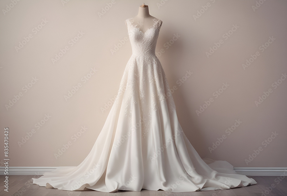 wedding dress on minimal pastel background, with simple style wedding dress on minimal pastel background, with simple style