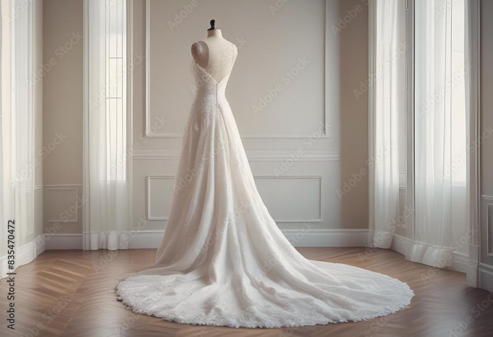 wedding dress on minimal pastel background, with simple style wedding dress on minimal pastel background, with simple style