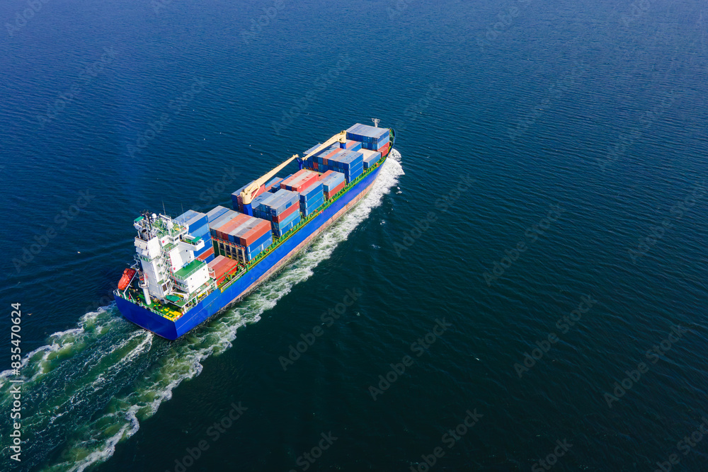 Cargo container Ship, cargo maritime ship in the ocean ship carrying container underway for export. concept freight shipping sea freight