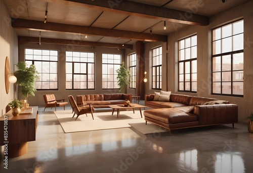 Photo modern style conceptual interior room 3d illustration