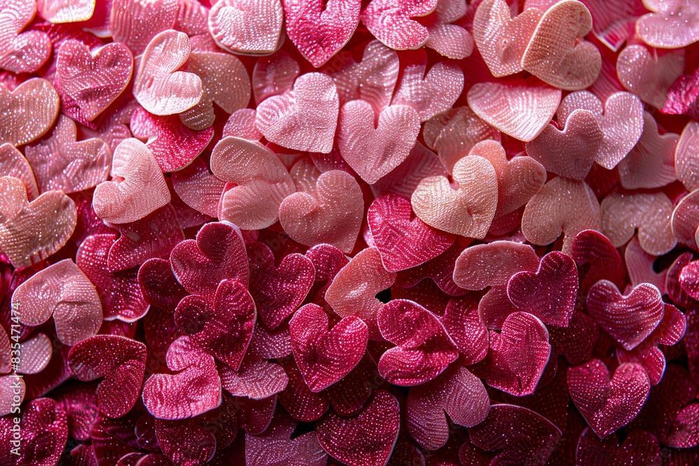 Obraz premium A pile of pink hearts sitting on top of a table