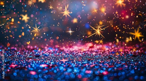 Sparkling Glitter and Starburst Lights for Festive Background photo