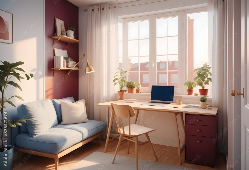 Fototapeta premium Photo modern style conceptual interior room 3d illustration