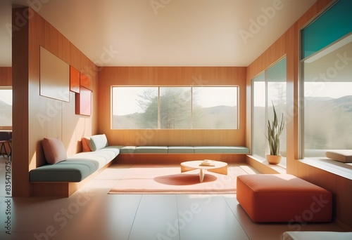 Photo modern style conceptual interior room 3d illustration