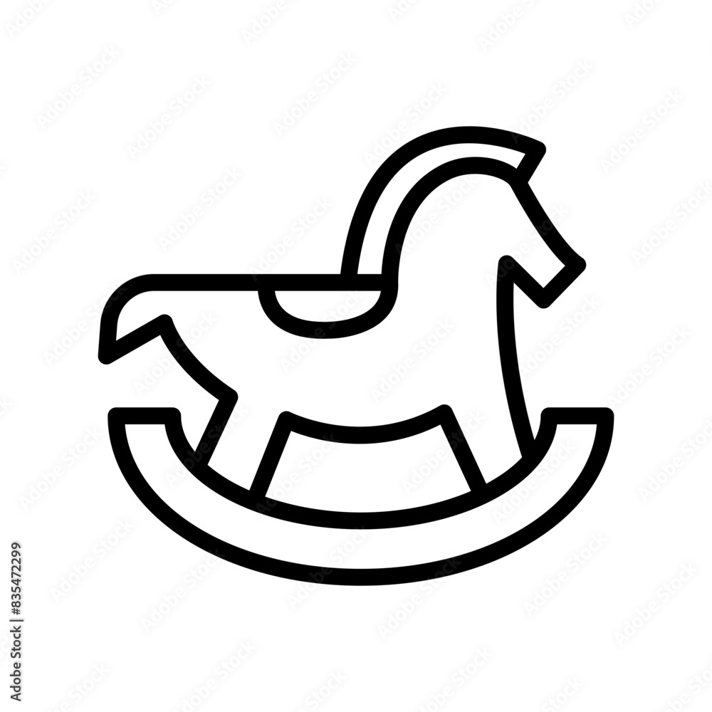 Rocking horse line icon. Toys icon. Kids toys icon isolated on white background. Transparent background, minimalist symbol. Vector images Rocking horse line icon. Toys icon. Kids toys icon isolated on white background. Transparent background, minimalist symbol. Vector images