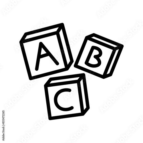Alphabet blocks line icon. Toys icon. Kids toys icon isolated on white background. Transparent background, minimalist symbol. Vector images