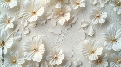 White flowers background. Decorative design element, generative ai © pronoia