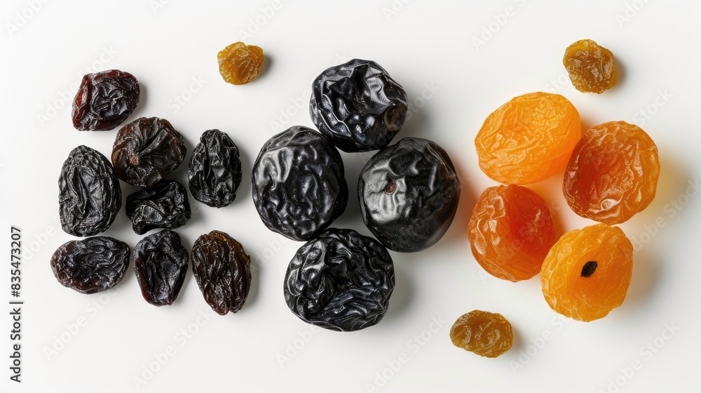A close-up shot of a pile of dried raisins on a white surface A close-up shot of a pile of dried raisins on a white surface