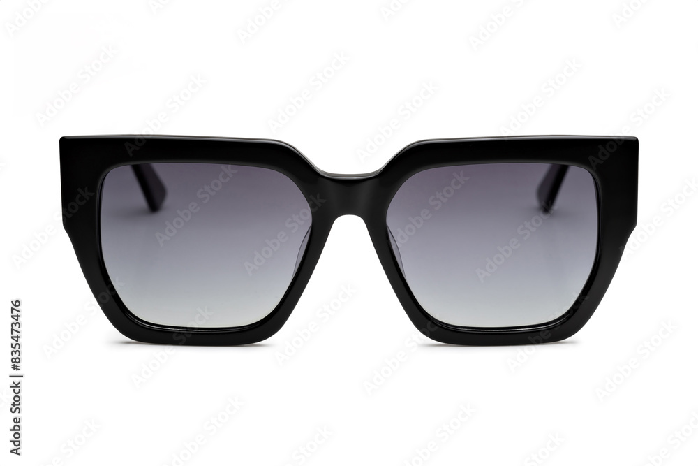 Front view of black polarized sunglasses for e-commerce isolated on white background. Front view of black polarized sunglasses for e-commerce isolated on white background.
