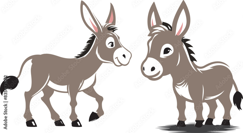 donkey cartoon Silhouette on White Background . ANIMALS, VECTOR. donkey cartoon Silhouette on White Background . ANIMALS, VECTOR.