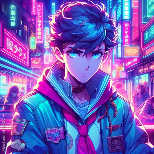 Cyberpunk Anime Character in Neon City