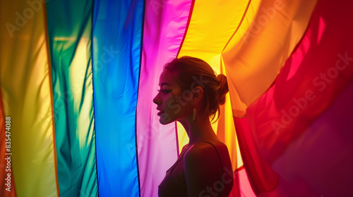 Gay pride month colors on LGBTQ+ people community on tolerance festival