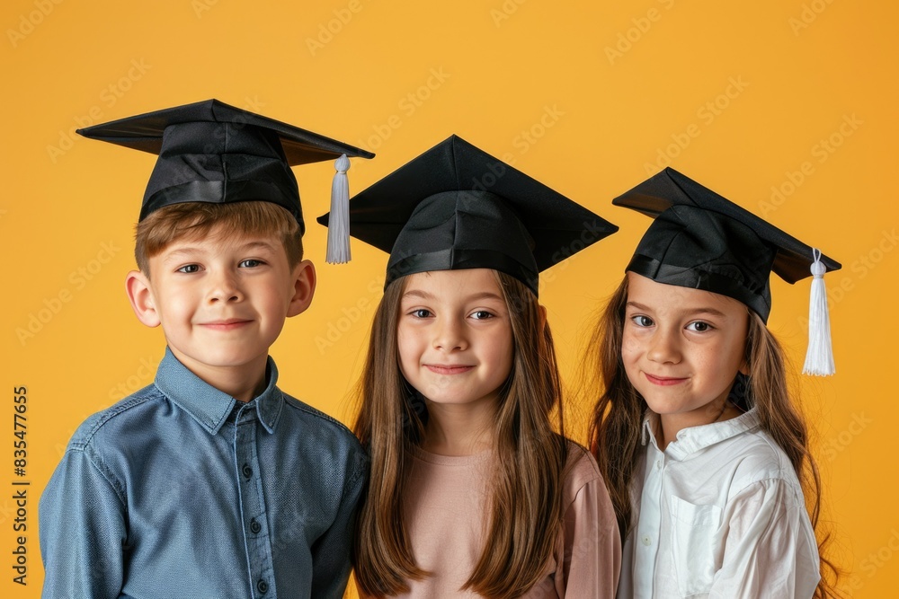Children. graduation. students. graduation cap. square academic cap Children. graduation. students. graduation cap. square academic cap