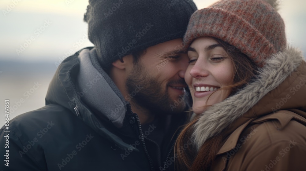 A pair of people standing in close proximity, possibly in a romantic or intimate setting A pair of people standing in close proximity, possibly in a romantic or intimate setting