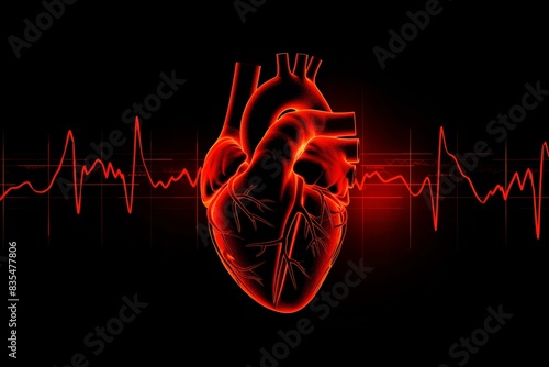 Anatomiczne serce z elektrokardiogramem - zdrowie serca i medycyna photo