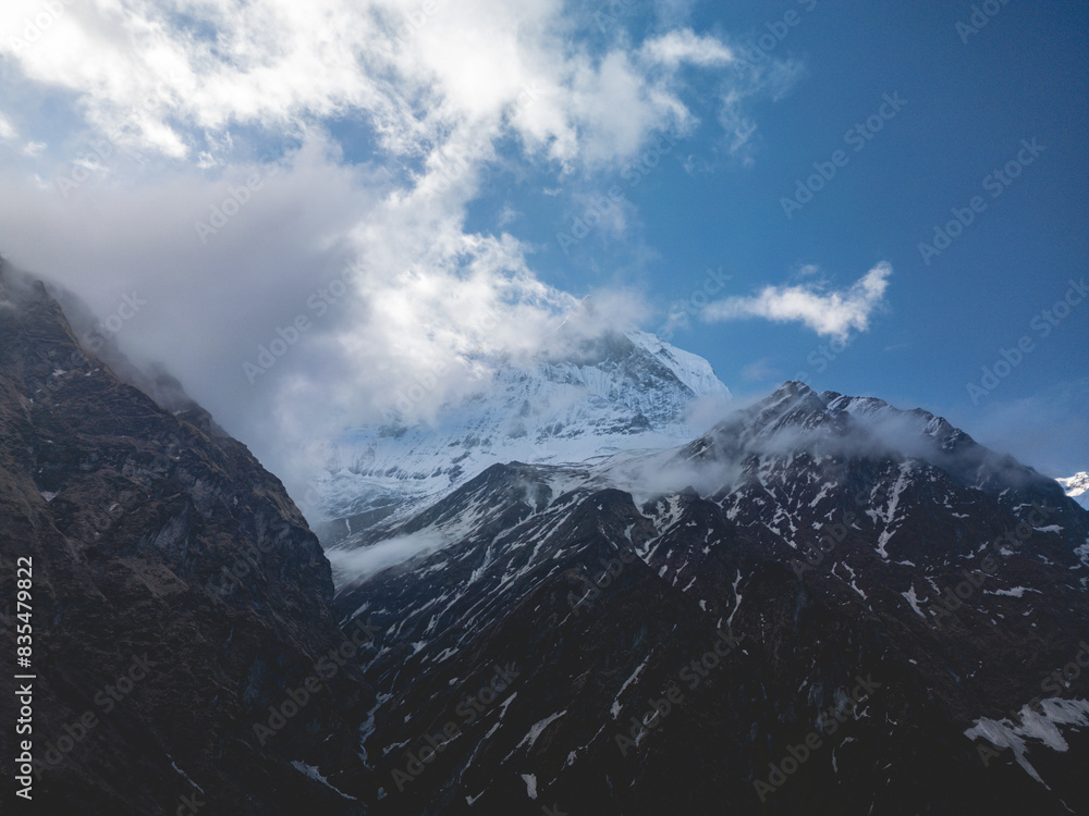clouds over the mountains, mountains in the fog, during annapurna, annapurna base camp nepal clouds over the mountains, mountains in the fog, during annapurna, annapurna base camp nepal