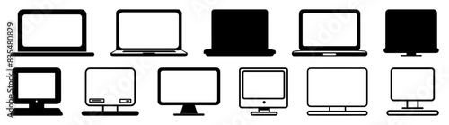 Pc computer silhouette set vector design big pack of illustration and icon