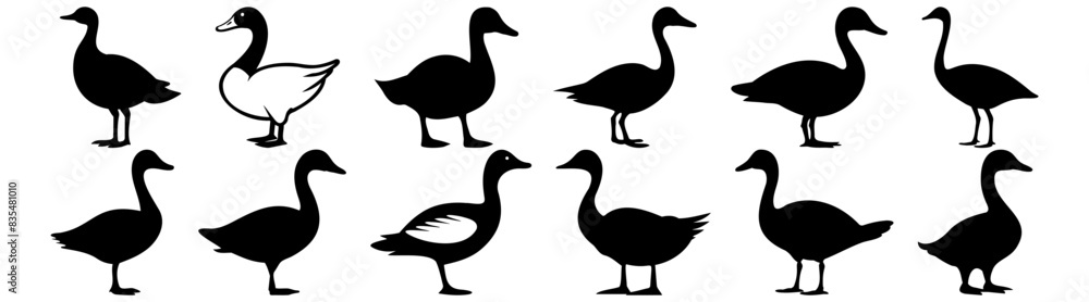 Duck hunting silhouette set vector design big pack of illustration and icon Duck hunting silhouette set vector design big pack of illustration and icon