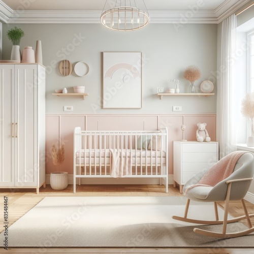 Minimalist Pastel Baby Nursery Room: Serene Softness
