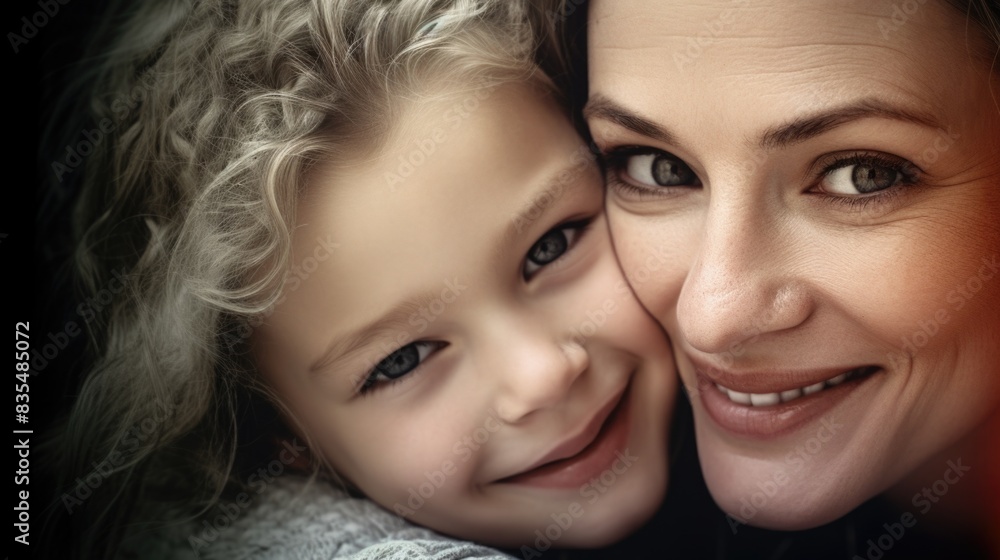 A mother-daughter duo smiling warmly in front of the camera A mother-daughter duo smiling warmly in front of the camera