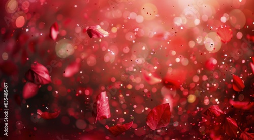 Red Confetti Falling On A Red Background