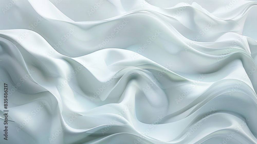 Fototapeta premium Close-up view of a white fabric with wavy texture, suitable for fashion or textile designs