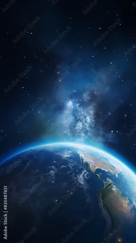 Blue glow around Earth in space Blue glow around Earth in space