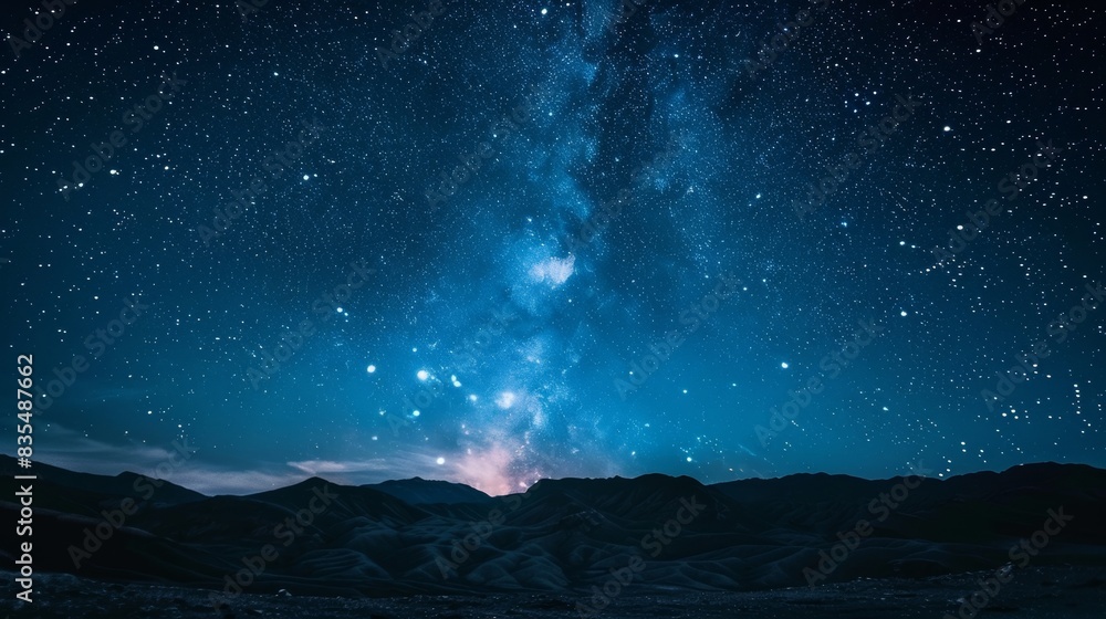 Starry night sky over desert landscape Starry night sky over desert landscape