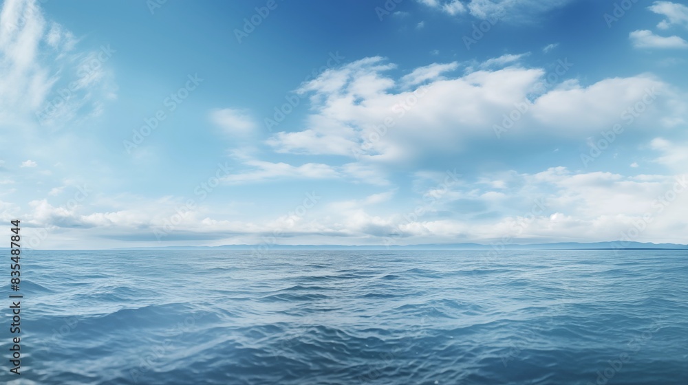 A Serene View of the Open Ocean Under a Beautiful Blue Sky A Serene View of the Open Ocean Under a Beautiful Blue Sky