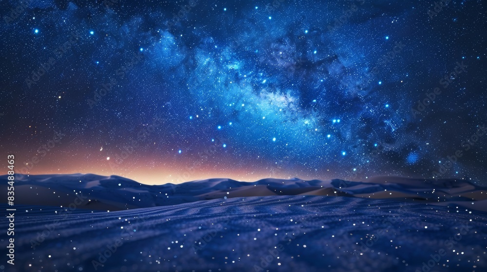 Starry night sky over desert landscape Starry night sky over desert landscape